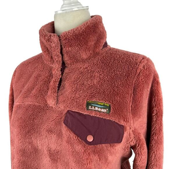 L.L.Bean Women's Hi-Pile Fleece Pullover Sweatshirt Size Medium Rosewood Heather - Picture 7 of 16